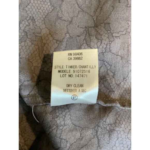 Theory Gray Floral Lace Print Silk Sleeveless Ruffle Top, Size P - Picture 10 of 10